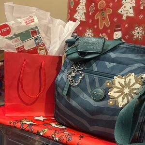 Coach Teal and Silver Shoulder BagZERRAdesign STUNNING!!! with extras